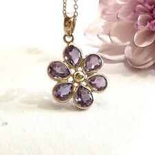Natural Flower Amethyst  Pendant 14kt Solid Yellow Gold Pendant Without Chain