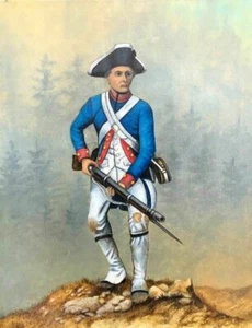 American rev. Colonial infantry, ORIGINAL oil on canvas  14.0inches x 11.0inches - Picture 1 of 1