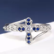 Elegante Kreuz 925 Silber Filled Ring Frauen Cubic Zirkon Hochzeit Jewelry SZ 6-10