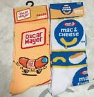 Lot 2 Mens Novelty Crew Socks Oscar Mayer Wiener mobile Kraft Mac & Cheese NEW