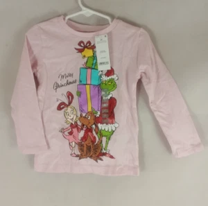 Dr Seuss The Grinch Christmas Girls Pink Long Sleeve T-Shirt Size 2T NWT - Picture 1 of 8