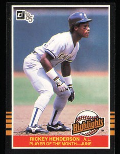 1985 Donruss Highlights #17 Rickey Henderson - - - Near Mint