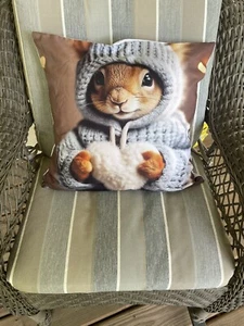 Squirrel Design Pillow Case- Pillow Included/removable 17.5” X 17.5” READ - Picture 1 of 4
