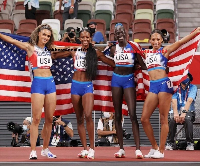 OLYMPICS 2020 Photo 4x6 USA Women's 4x400m Track Wins Gold Tokyo Games - Image 1 of 1