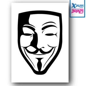 PÓSTER ARTE DE PARED MÁSCARA ANONYMOUS VENDETTA ANARCHY GUY FAWKES IMPRESIÓN A3 A4 A5 #06 - Imagen 1 de 4