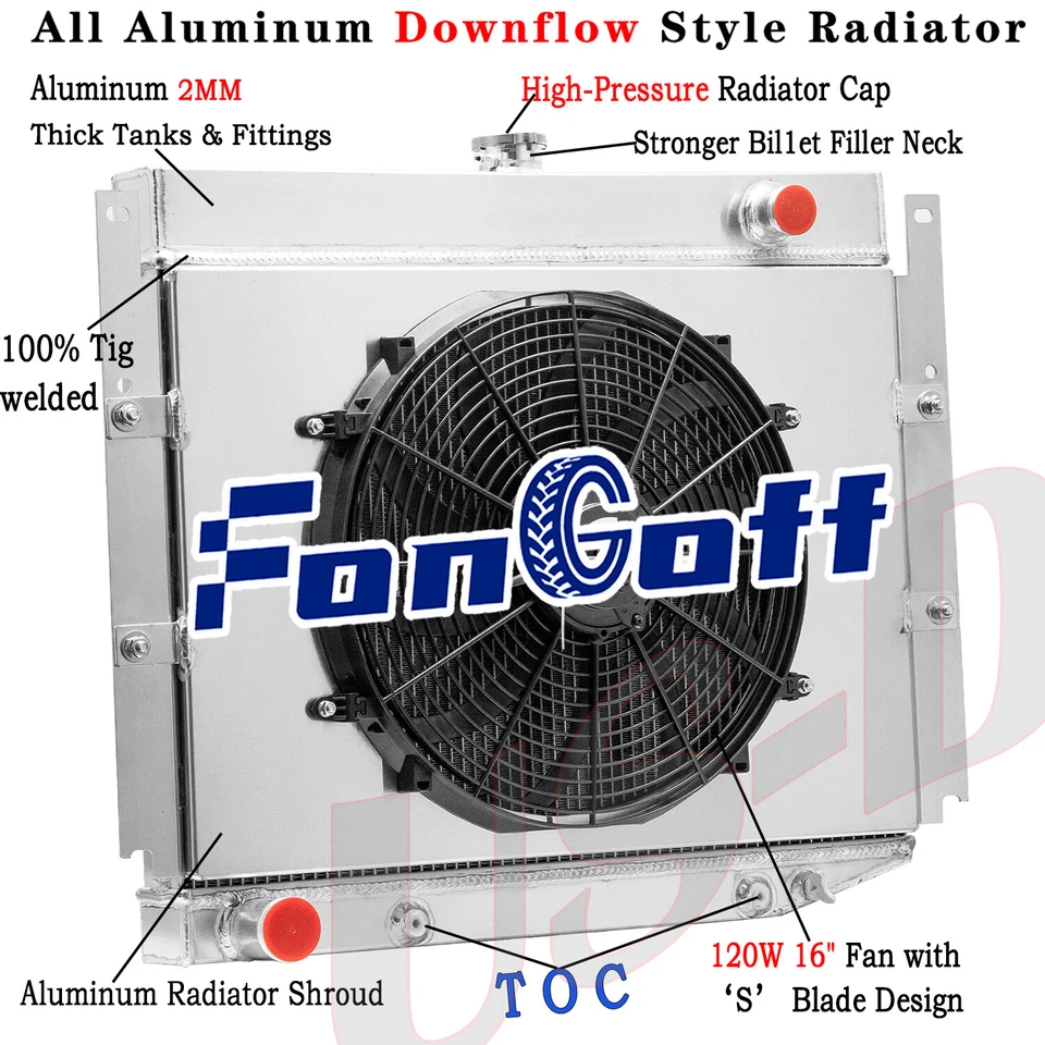 4 Row Radiator Shroud Fan for 69-71 1970 Dodge D100 W100 200 D300 Pickup 6.3 V8 - Image 1 of 4