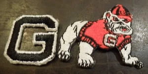 Lote de 2 parches de Bulldog de la Universidad de Georgia - 1 mascota pequeña y 1 letra G para planchar - Imagen 1 de 3