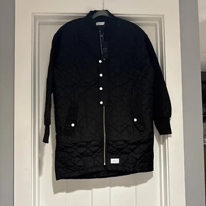 Diamond Supply Co Stone Cut Trench Long Bomber Jacket NWT Women’s Small Black - Picture 1 of 6