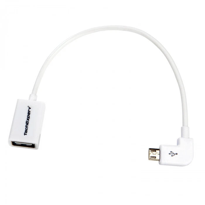 Câble usb femelle vers micro usb coudé OTG pour smartphones ou tablettes 20cm - Imagen 1 de 1