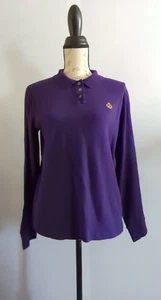 VTG Lauren Ralph Lauren Women Top Large Purple Polo Shirt Crown Crest Logo 90s - Picture 1 of 12