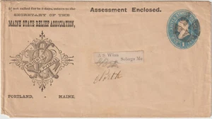 Fancy cork on 1ct entire blue circular Maine State Relief Association (d123) - Picture 1 of 1