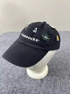 Starbucks barista Black baseball hat cap employee uniform W/6 Hat Pins 2/buttons - Picture 1 of 11
