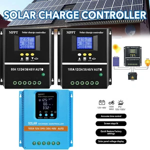 80A/100A 12/24/36/48V MPPT Solar Charge Controller Auto Controller Battery - Picture 1 of 23