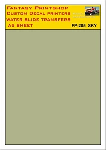 DECAL SOLID COLOUR A5 WATER SLIDE TRANSFERS MODEL DECALS SKY FP 205 - Picture 1 of 3