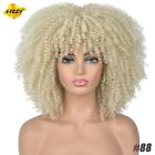 Short Hair Curly Wigs With Bangs For Women Synthetic Omber Glueless Cosplay Wigs