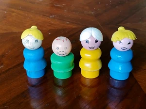 Vintage Fisher-Price Little People Holzfiguren - 3 mit Holzköpfen - Bild 1 von 4