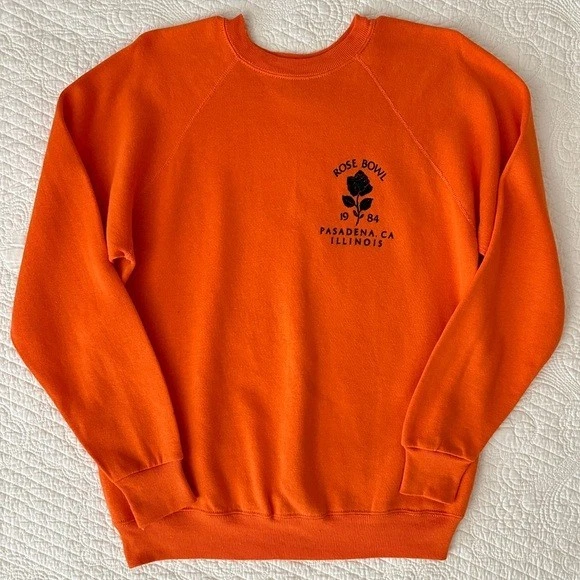 Sudadera Vintage Artex 1984 Rose Bowl Pasadena Naranja Cuello Redondo Illinois Talla L Foto 1 de 4