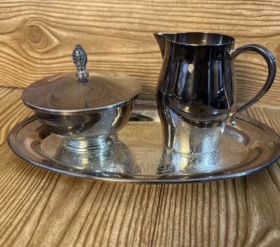 Plato de plata Wm Rogers Paul Revere reproducción azucarero y crema bandeja de 9,5 pulgadas Foto 1 de 4