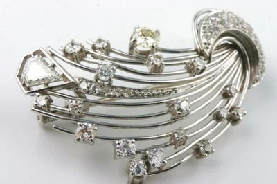 Diamant Brosche Platin Ansteck Nadel Diamanten 2,4ct antik Brilliant top! - - Bild 1 von 4