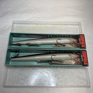2 Señuelos Flotadores Rapala Original Plata 18cm 7" 21g Madera Balsa Finlandia 18 S - Imagen 1 de 12