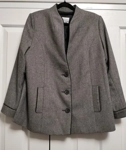 Women's Size 16 Fella Hamilton Jacket Black White Wool Rich Made In Australia - Picture 1 of 8