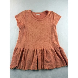 Altard State Orange Frayed Raw Hem Tiered Ruffle Tunic Top Shirt Size M - Picture 1 of 7