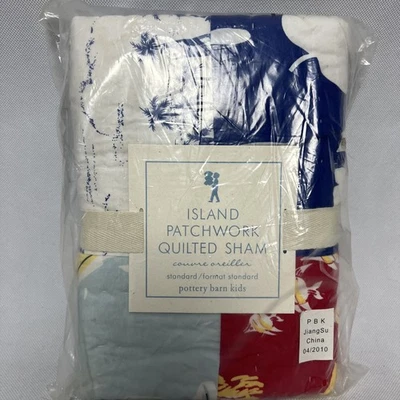 Pottery Barn Kids Island Surf Beach Aloha Patchwork Acolchado Almohada Estándar Falsa Foto 1 de 4