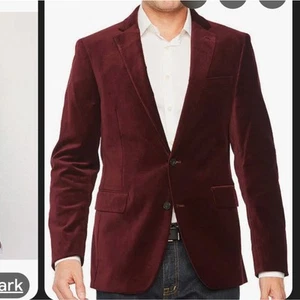 JF j.ferrar Men's Burgundy Velet Suit Jacket 38 Regular Slim Fit - Picture 1 of 10