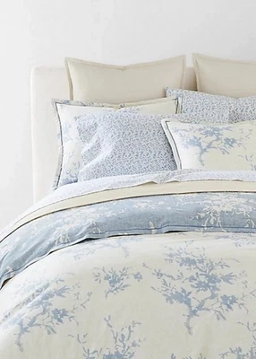 Ralph Lauren Eva Botanical Reversible Comforter Set 3 Pc. Queen Cream/Blue $420 - Image 1 of 4