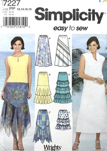 EASY Simplicity Sewing Pattern 7227 Misses Elastic Waist Skirt Size 12 14 16 18 - Bild 1 von 2