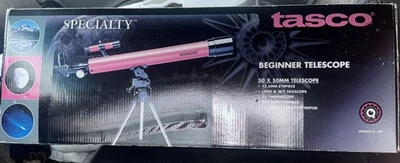 Tasco Telescope Adjustable Tripod Mount Aluminum 50x50mm Model 45T Red Beginner - Image 1 of 4