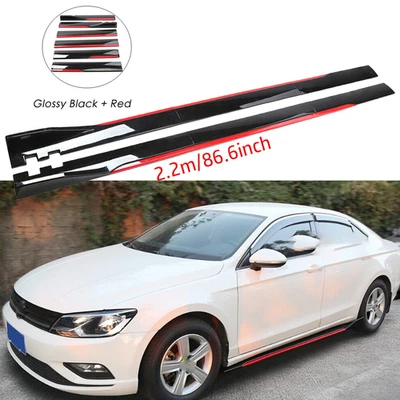 Glossy Black Look 86.6" Side Skirt Extension Spoiler Splitter For VW Golf MK6 M Foto 1 de 4