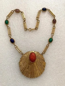 Vintage signierte ACCESSOCRAFT N.Y.C Egyptian Revival SCARAB Couture Halskette EXC! - Bild 1 von 12