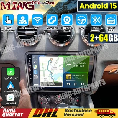DAB+ 2+64G Für Audi TT MK2 8J 2006-2014 Android15 Autoradio GPS Carplay WIFI SWC - Bild 1 von 4