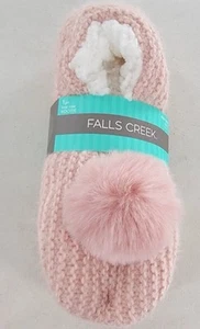Falls Creek Low Rise Soft Warm Knitted Pink Bootie with pom pom shoe size 5-9.5 - Picture 1 of 2