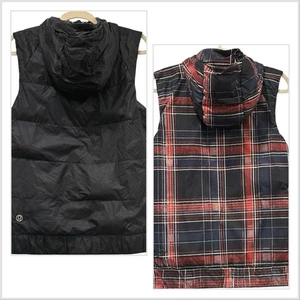 Lululemon FLUFFIEST VEST Reversible Naval Blue & Cypress Plaid 650 Goose Down 8 - Picture 1 of 14