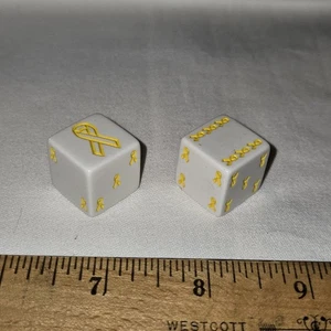 Two yellow ribbon D6 six sided dice die - Picture 1 of 3