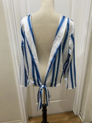 Nuevo Top sin espalda a rayas de cóctel de una cucharadita XL azul blanco a rayas Foto 1 de 4