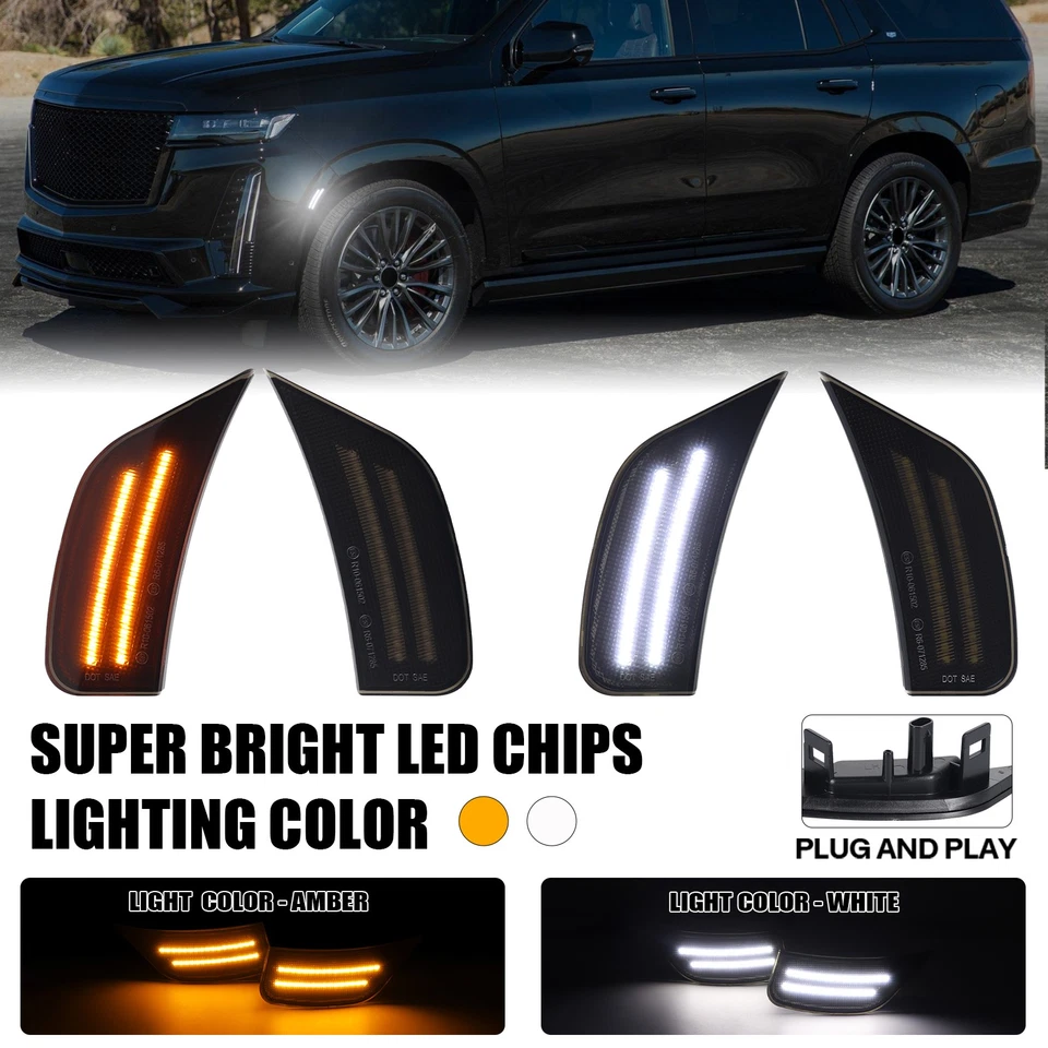 LED 侧标记灯适用于凯迪拉克凯雷德雪佛兰 GMC 育空郊区 2021 - 2024 — 第 1/4 张图片