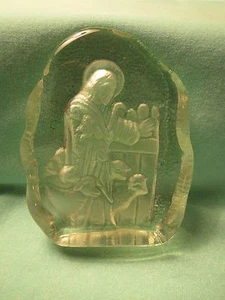 Jesus w/ Lambs Frosted Etched Paperweight Heavy Pressed Glass! Inspiring! NICE! - Picture 1 of 4