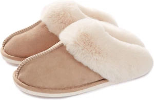 Womens Slipper with Memory Foam Fluffy Soft Warm Slip on House Slippers Anti-Ski - Picture 1 of 12