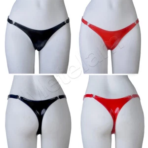 Women's PVC Leather Shiny Wet Look Thong G-string Knickers Bikini Briefs Panties - Picture 1 of 6