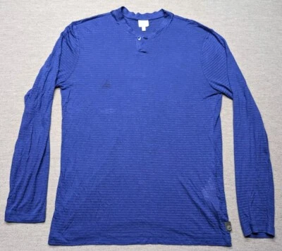 Camisa de manga larga Armani Collezioni Henley para hombre talla mediana azul  Foto 1 de 4