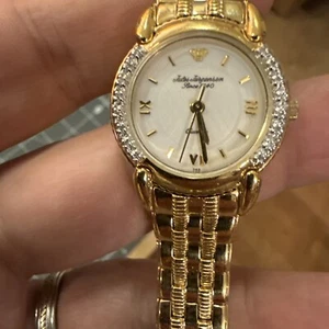Jules Jurgensen Diamond Bezel Gold plate ladies watch new battery runs well - Picture 1 of 13