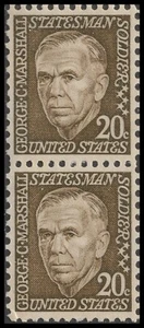US 1289 George C Marshall 20c vert pair MNH 1967 - Picture 1 of 1