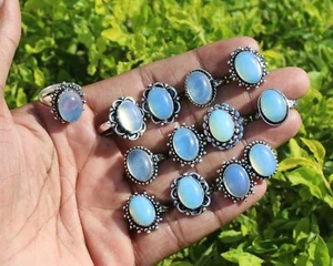 Awesome Opalite Gemstone 925 Sterling Silver Plated Wholesale Design Lot Rings - Picture 1 of 6
