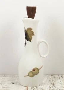 Royal Worcester Evesham Gold Porcelain Oil / Vinegar Bottle ~ Wood Stopper - Picture 1 of 4