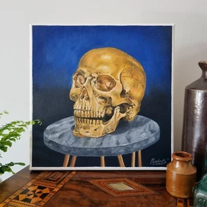 Original Skull Oil Painting 'Golden Crown' - Picture 1 of 2