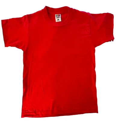 DURABLE CHILD LARGE BLANK SSLV RED COTTON CREW T-SHIRT SZ L (14-16) - Image 1 of 4