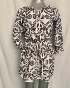 SAM EDELMAN Damen schwarz & weiß BESTICKTES KLEID - GRÖSSE 2 - Urlaub Party - Bild 1 von 8